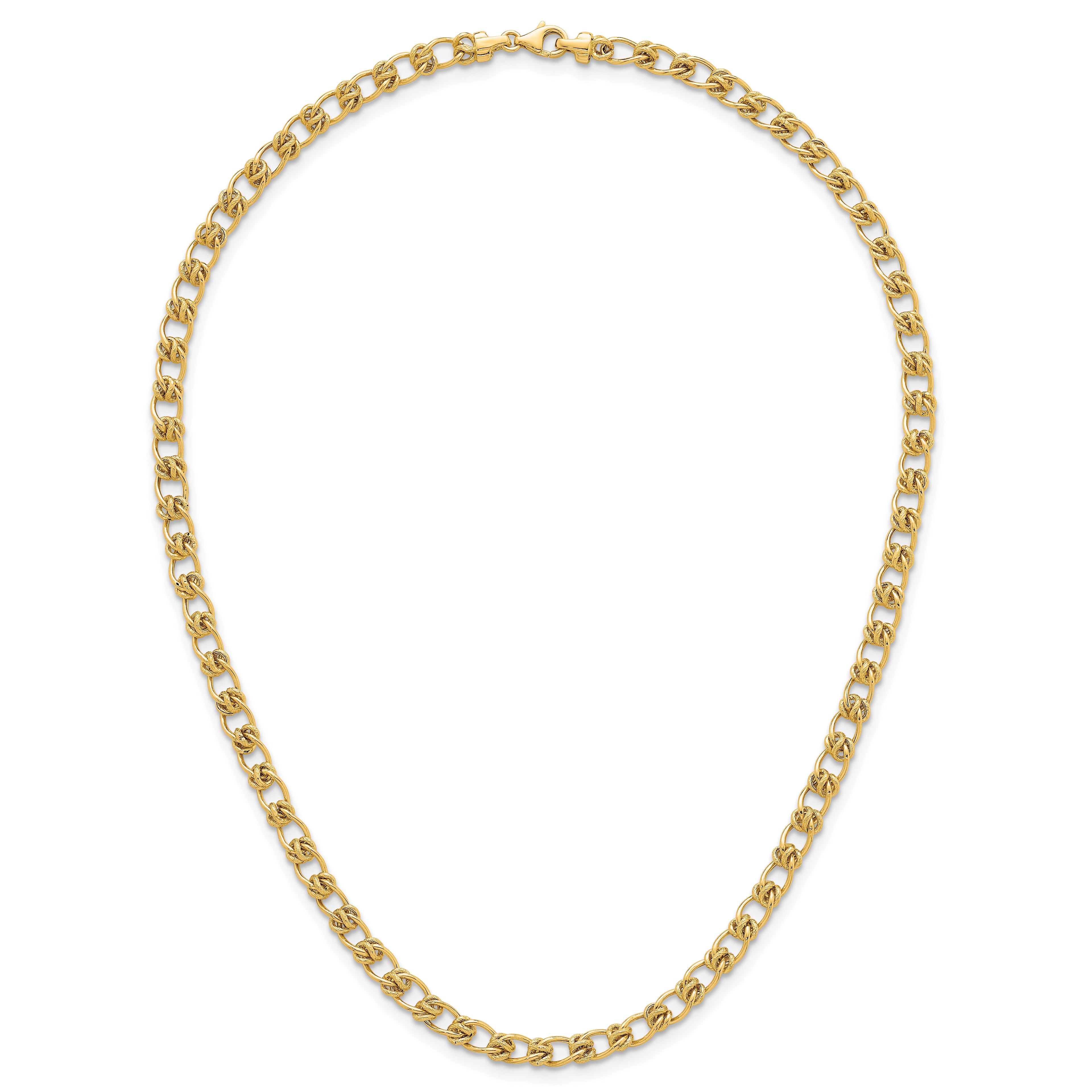 14K Polished and Textured 5.0mm Fancy Knot Link 7.5 Inch Bracelet