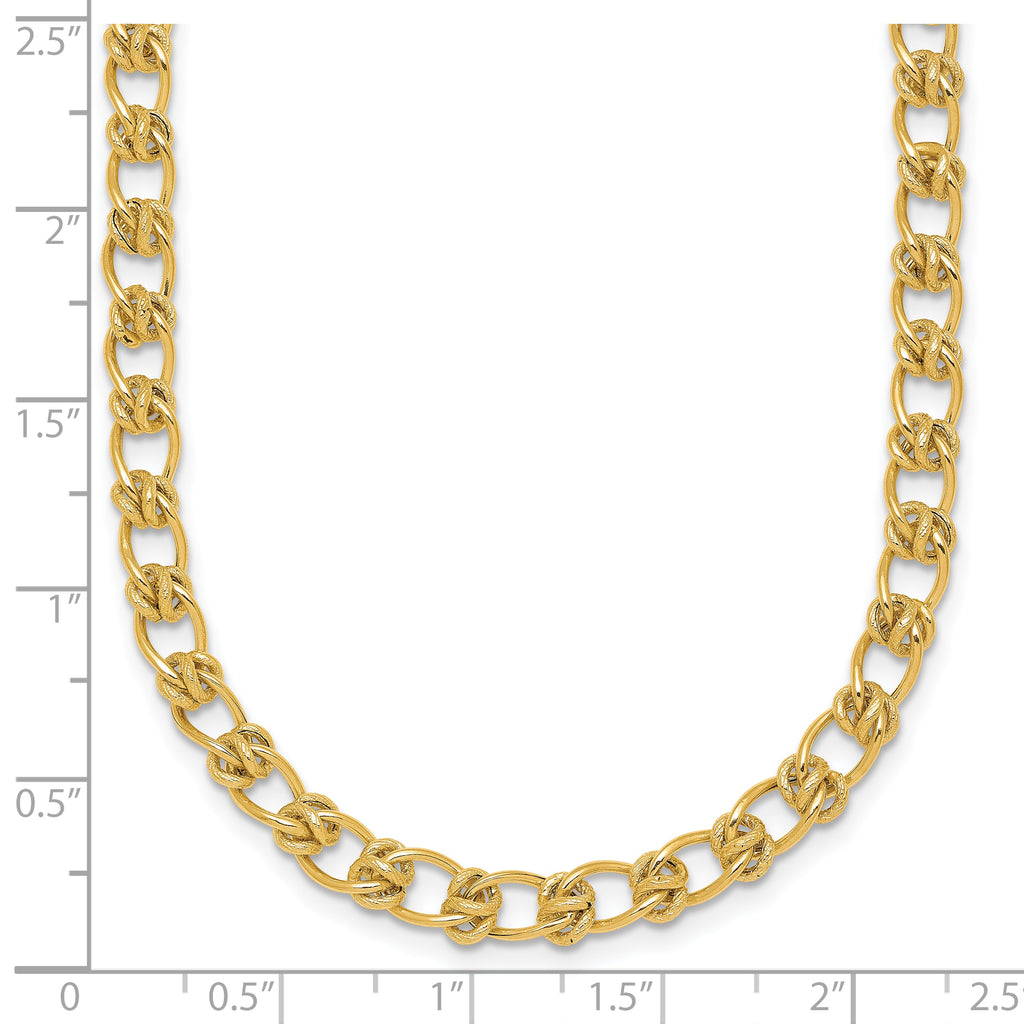 14K Polished and Textured 5.0mm Fancy Knot Link 7.5 Inch Bracelet