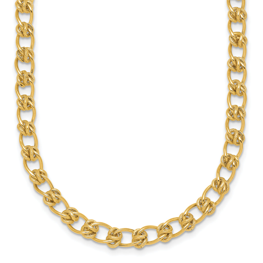 14K Polished and Textured 5.0mm Fancy Knot Link 7.5 Inch Bracelet