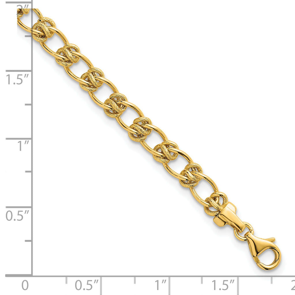 14K Polished and Textured 5.0mm Fancy Knot Link 17 Inch Necklace