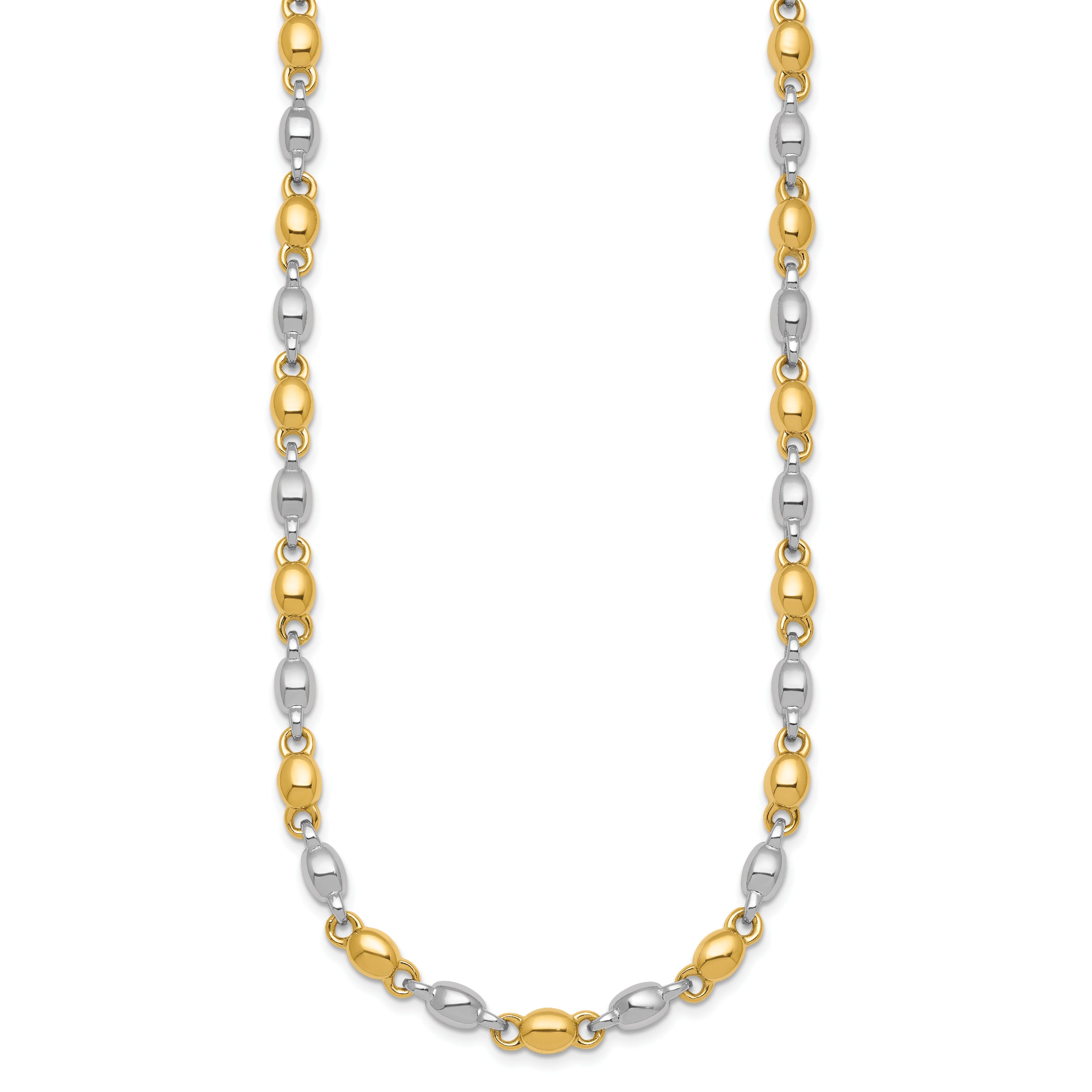 14k Two Tone Polished 5.25mm Round Fancy Link 18 inch Necklace