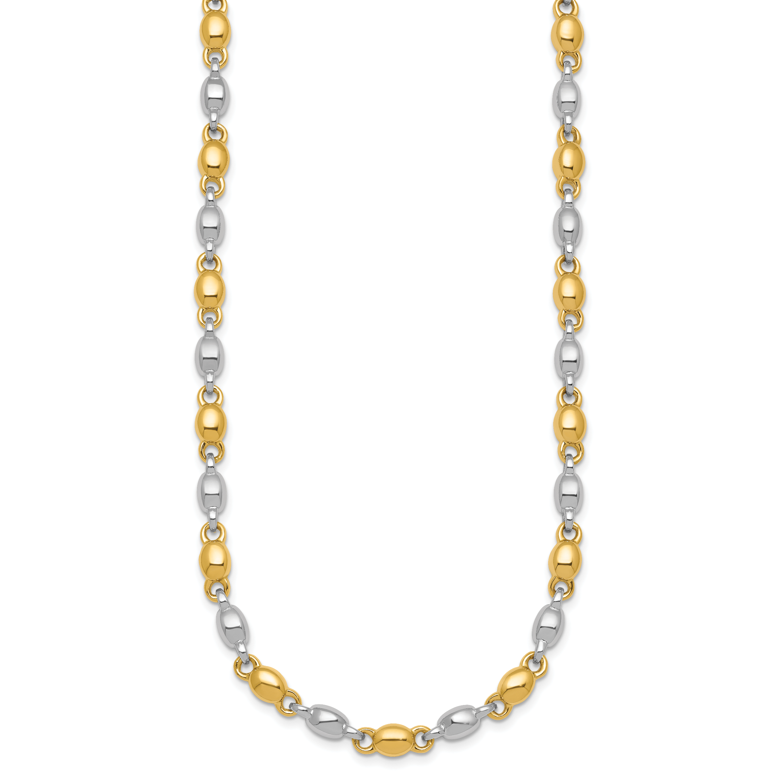 14k Two Tone Polished 5.25mm Round Fancy Link 18 inch Necklace Secondary image