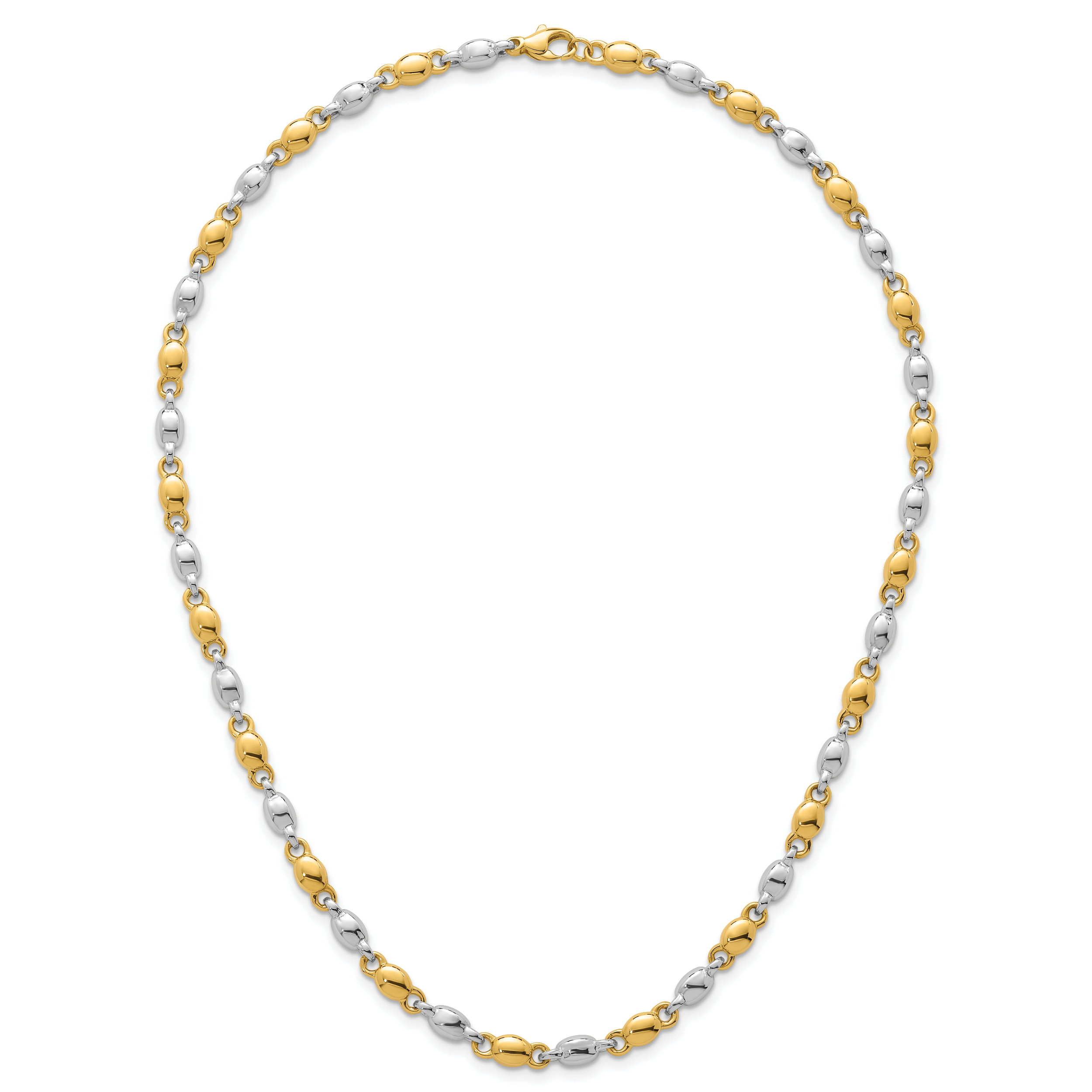 14k Two Tone Polished 5.25mm Round Fancy Link 18 inch Necklace