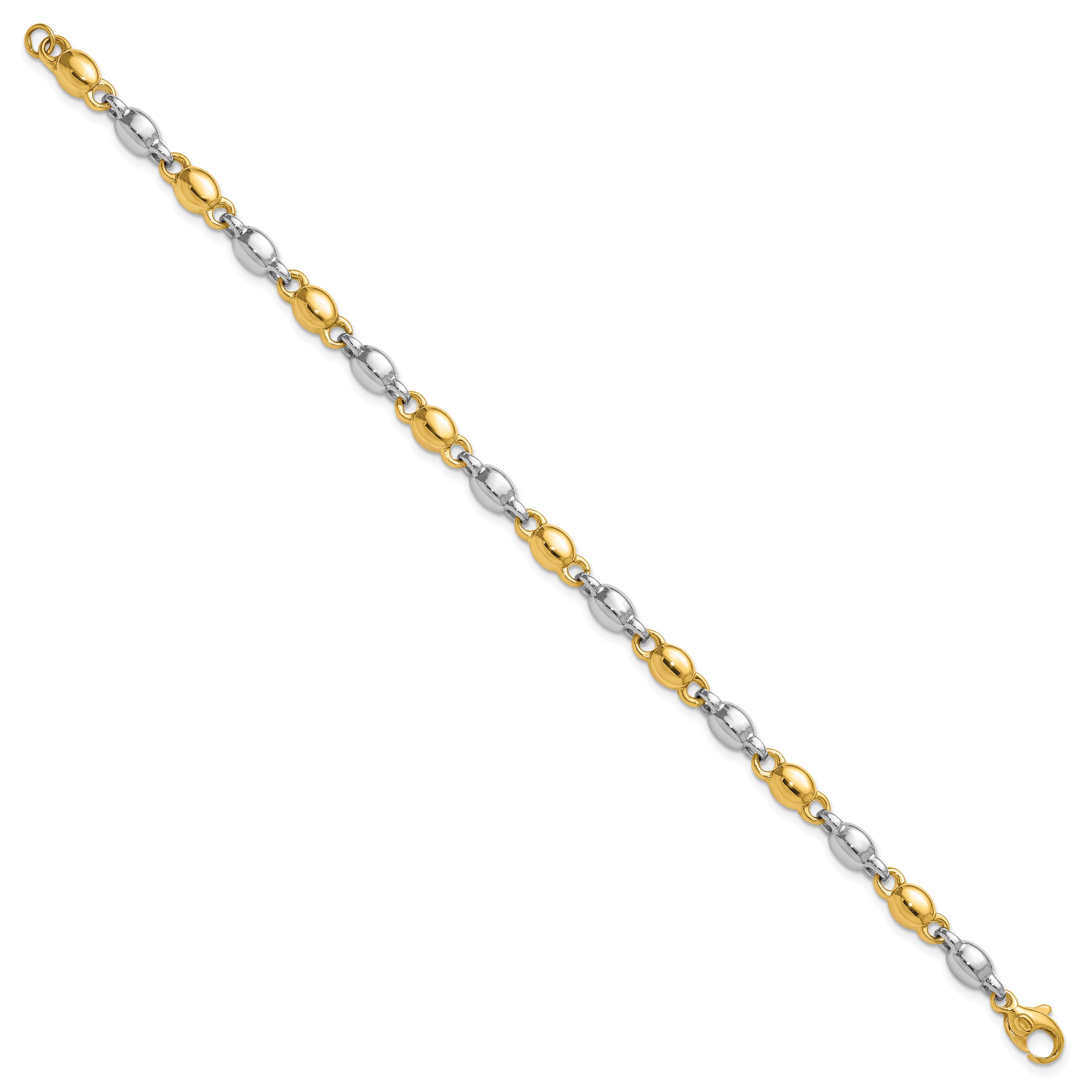 14k Two Tone Polished 5.25mm Round Fancy Link 7.25 inch Bracelet