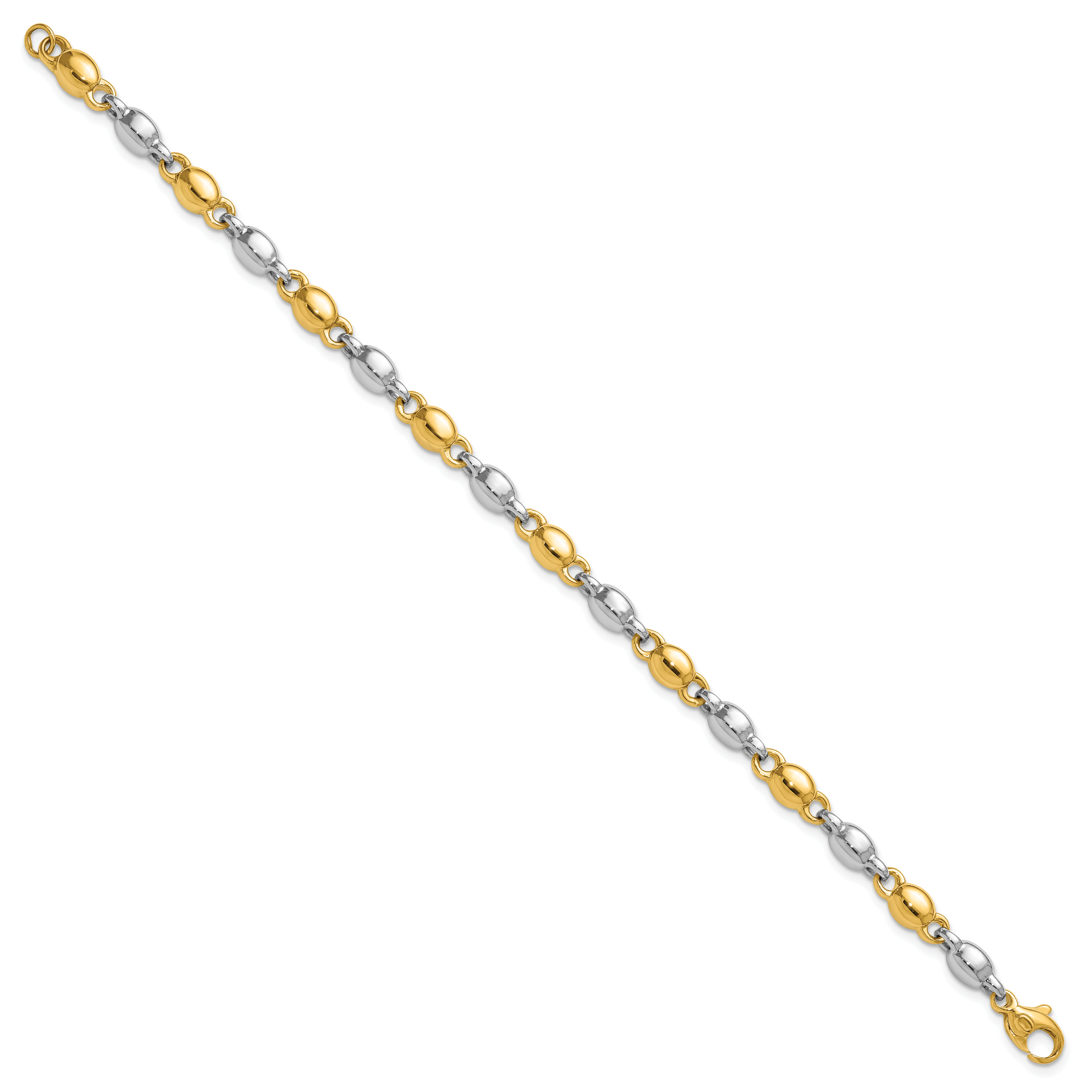 14k Two Tone Polished 5.25mm Round Fancy Link 7.25 inch Bracelet