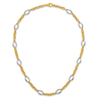 14k Two Tone Polished Oval and Cable Chain 18 inch Necklace