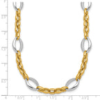 14k Two Tone Polished Oval and Cable Chain 18 inch Necklace