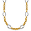 14k Two Tone Polished Oval and Cable Chain 18 inch Necklace