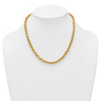 14k Polished and Textured 7.3mm Cable Chain 18 inch Necklace