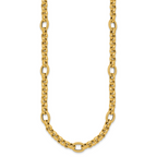 14k Polished and Textured Rolo and Oval Fancy Chain 18 inch Necklace