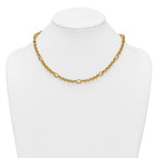 14k Polished and Textured Rolo and Oval Fancy Chain 18 inch Necklace