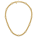 14k Polished and Textured Rolo and Oval Fancy Chain 18 inch Necklace