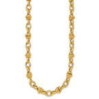 14k Polished and Textured Round and Oval Fancy Chain 18 inch Necklace