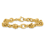 14k Polished and Textured Round and Oval Fancy Chain 7.5 inch Bracelet