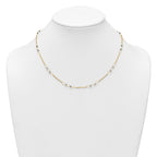 14k Two-tone Polished Oval Links and Faceted Beads 18 inch Necklace