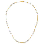 14k Two-tone Polished Oval Links and Faceted Beads 18 inch Necklace
