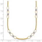 14k Two-tone Polished Oval Links and Faceted Beads 18 inch Necklace