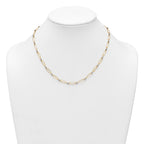 14k Two-tone Polished Paperclip Links and Faceted Beads 18 inch Necklace