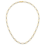 14k Two-tone Polished Paperclip Links and Faceted Beads 18 inch Necklace