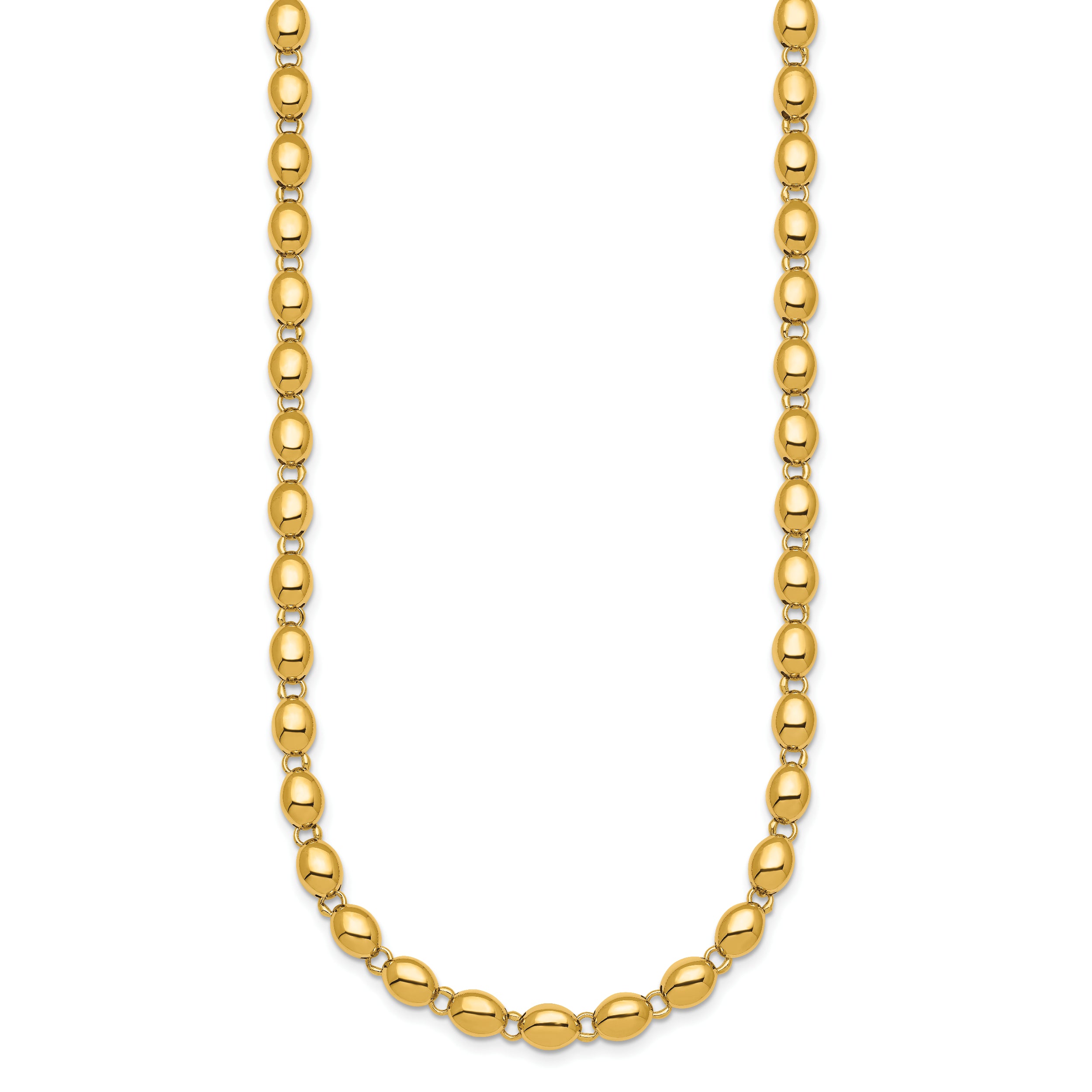 14k Polished 5.25mm Round Fancy Beaded 18 inch Necklace