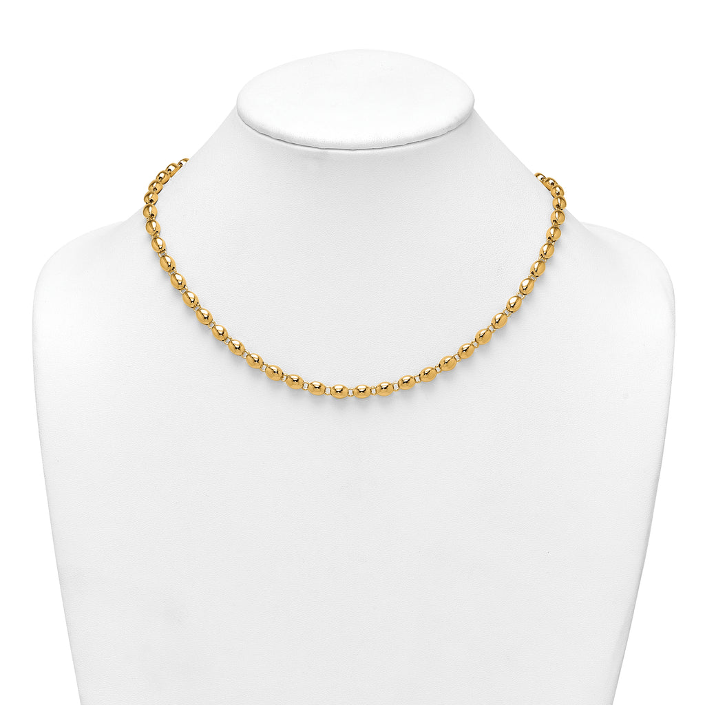14k Polished 5.25mm Round Fancy Beaded 18 inch Necklace
