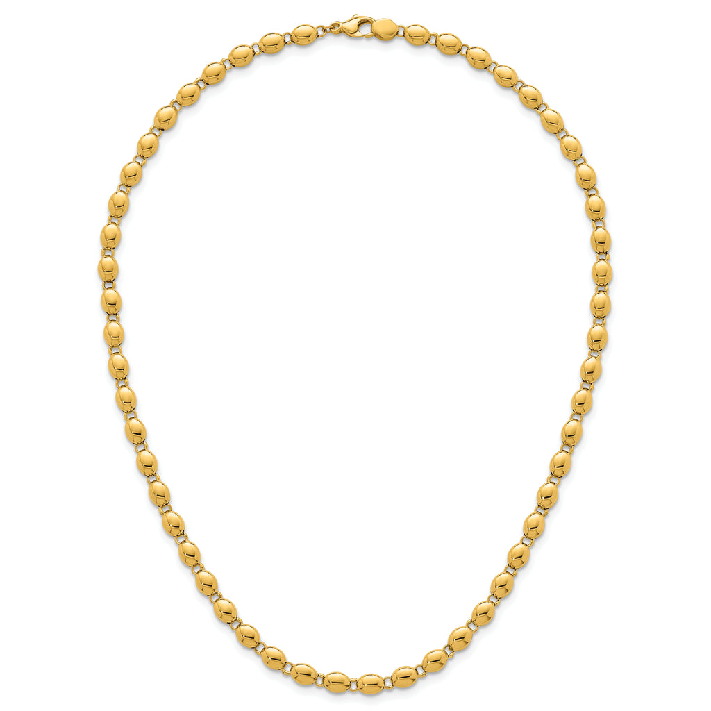 14k Polished 5.25mm Round Fancy Beaded 18 inch Necklace