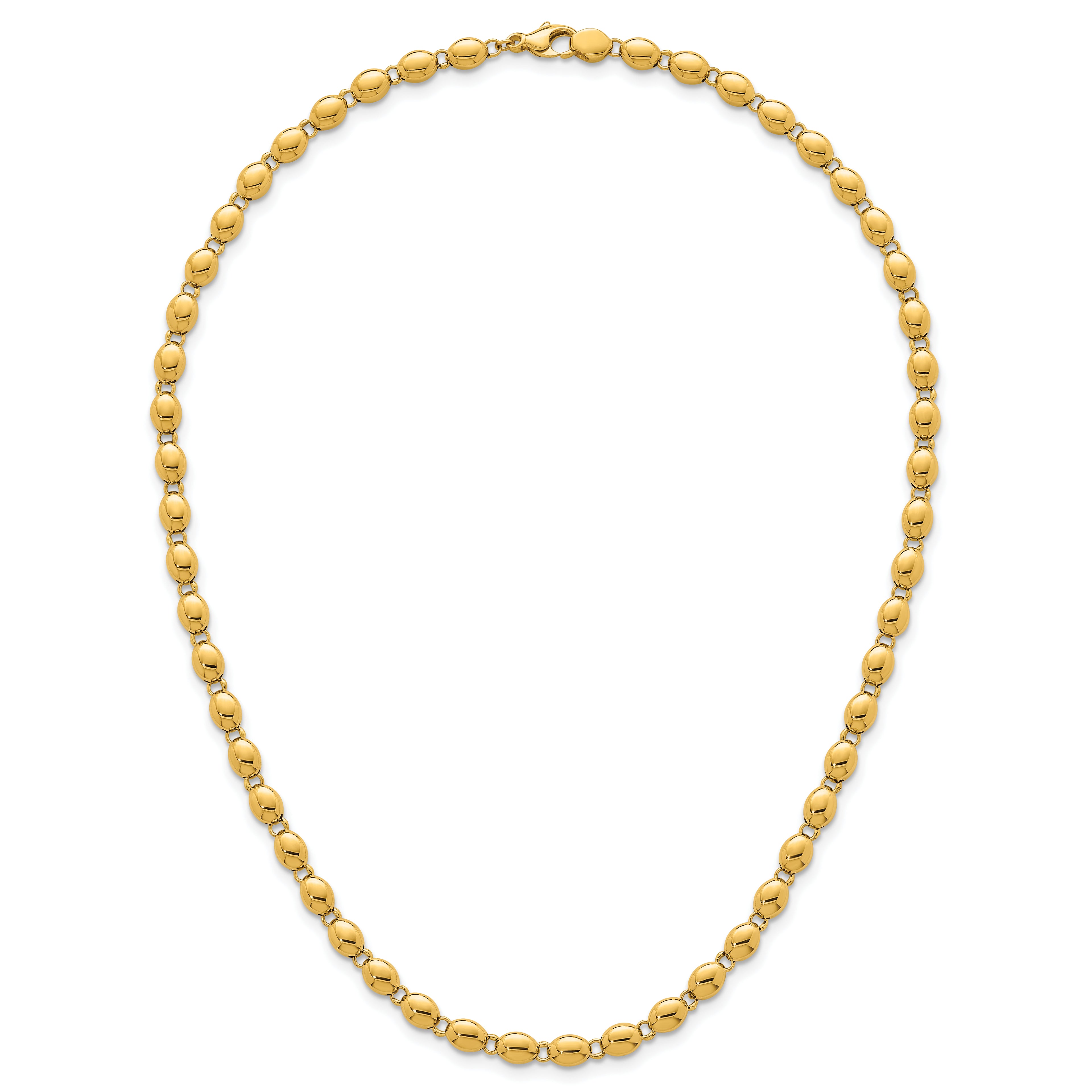 14k Polished 5.25mm Round Fancy Beaded 18 inch Necklace
