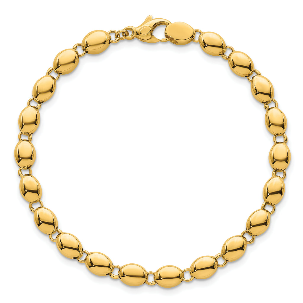 14k Polished 5.25mm Round Fancy Beaded 7.25 inch Bracelet