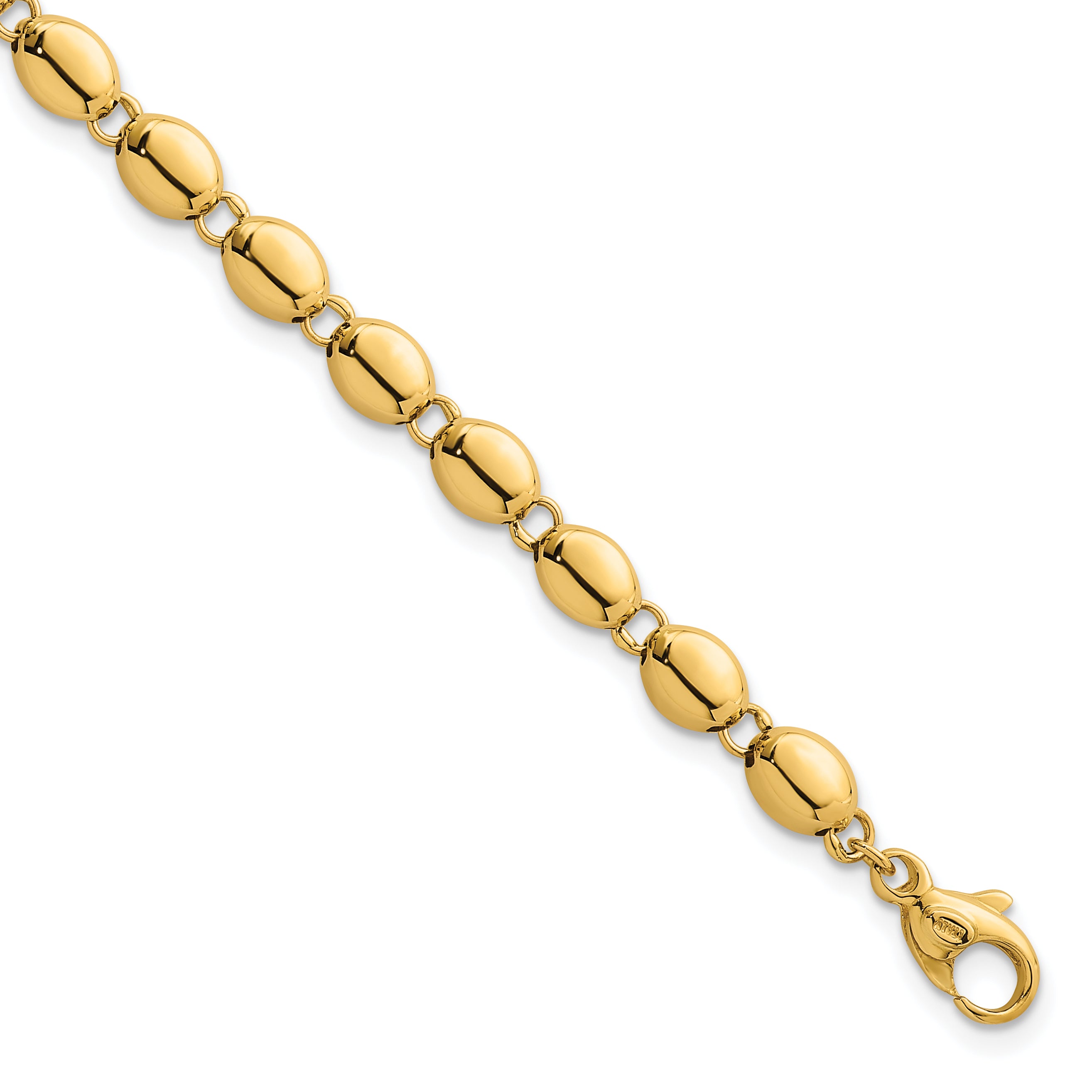 14k Polished 5.25mm Round Fancy Beaded 7.25 inch Bracelet