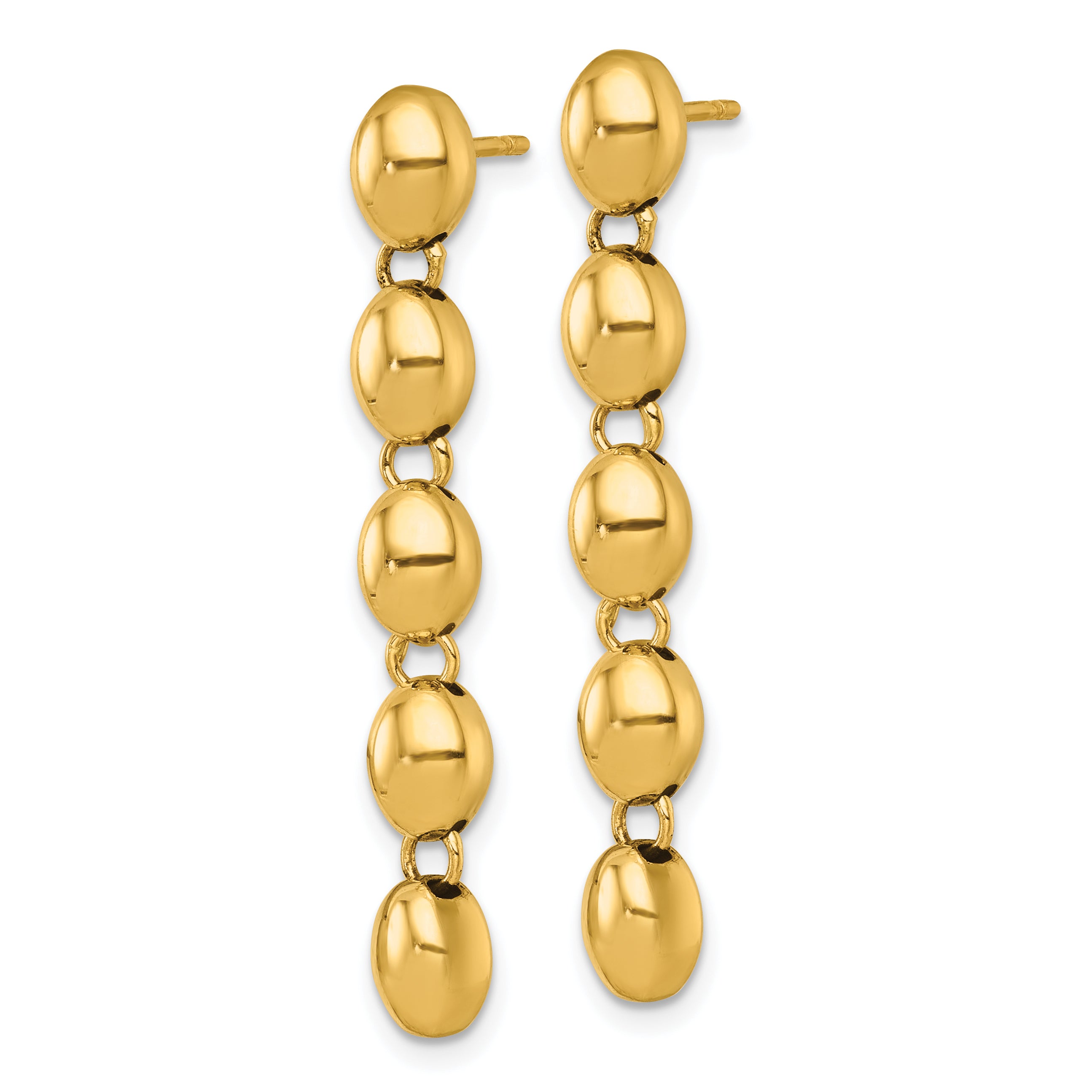 14k Polished 5.25mm Round Fancy Beaded Dangle Post Earrings Secondary image