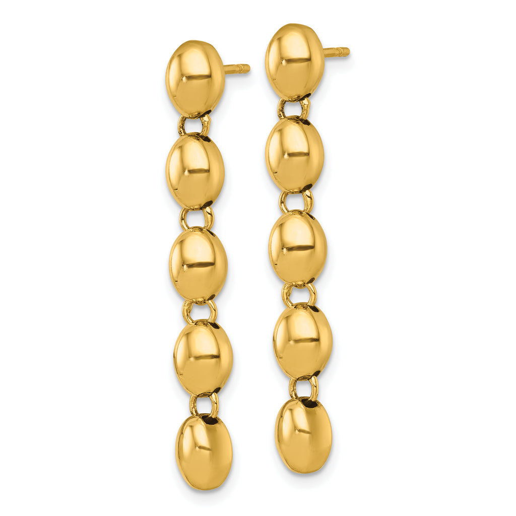 14k Polished 5.25mm Round Fancy Beaded Dangle Post Earrings