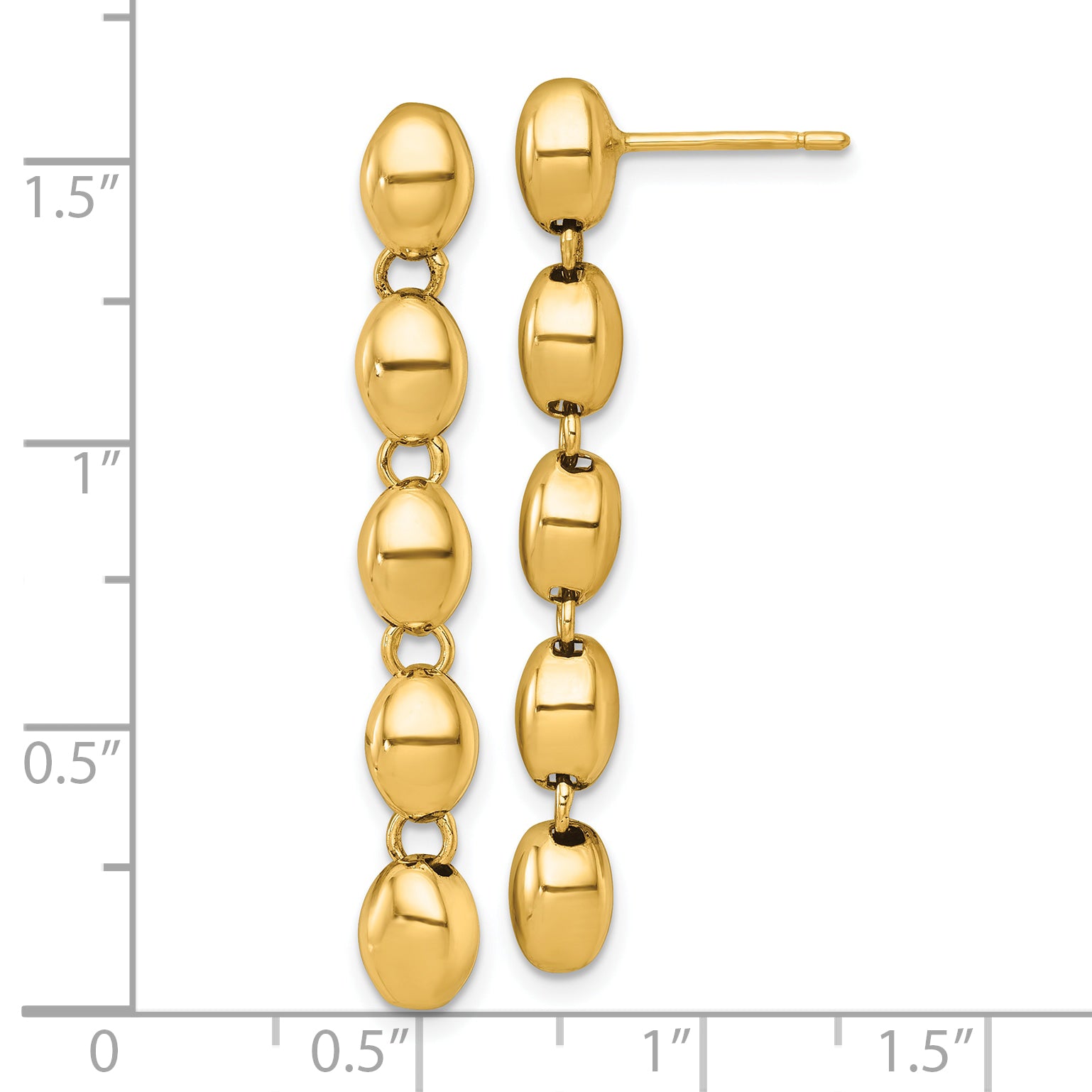 14k Polished 5.25mm Round Fancy Beaded Dangle Post Earrings