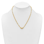 14K Polished Graduated Beads 18 inch Paperclip Link Necklace