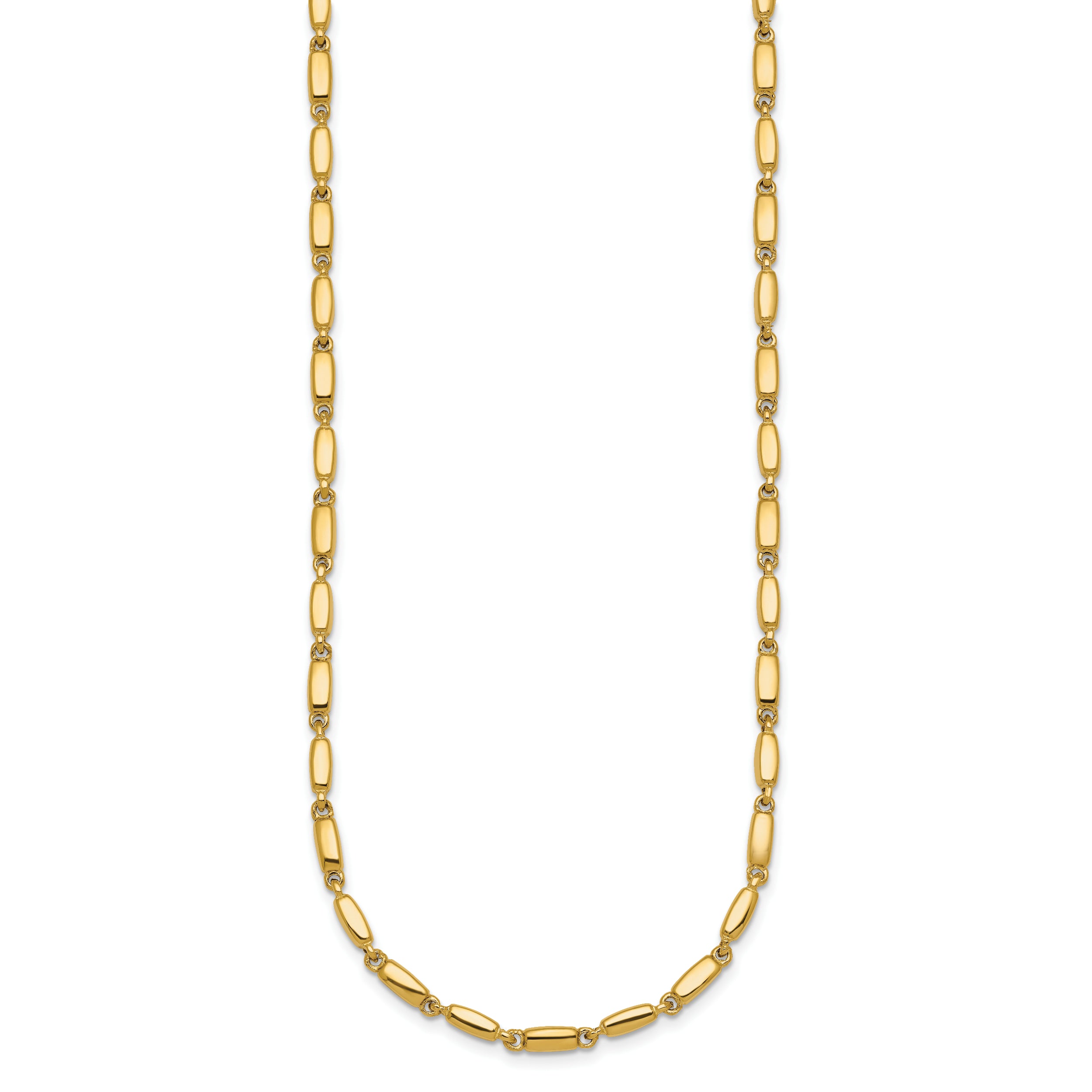 14k Polished 3mm Fancy Bar Link 18 inch Necklace