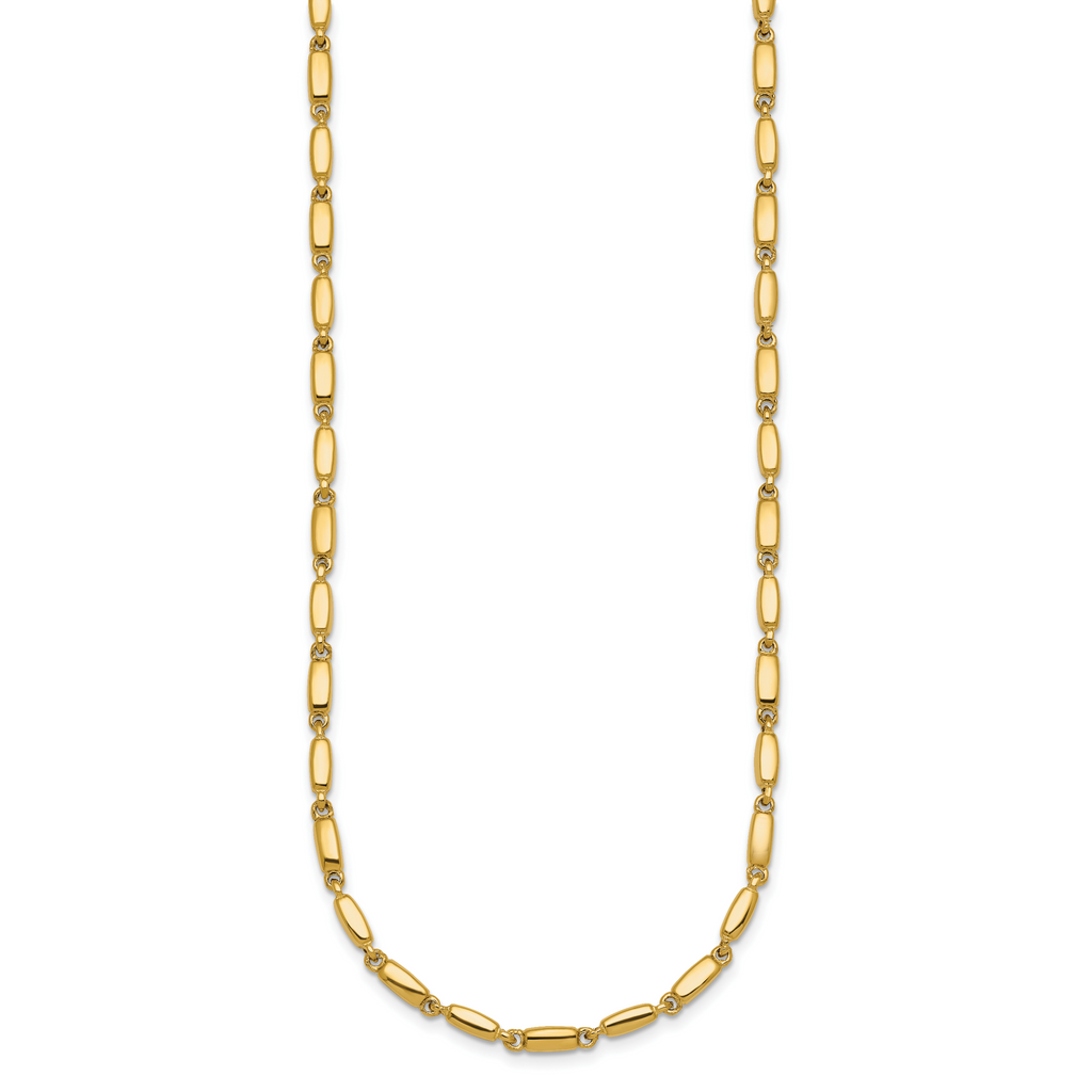 14k Polished 3mm Fancy Bar Link 18 inch Necklace