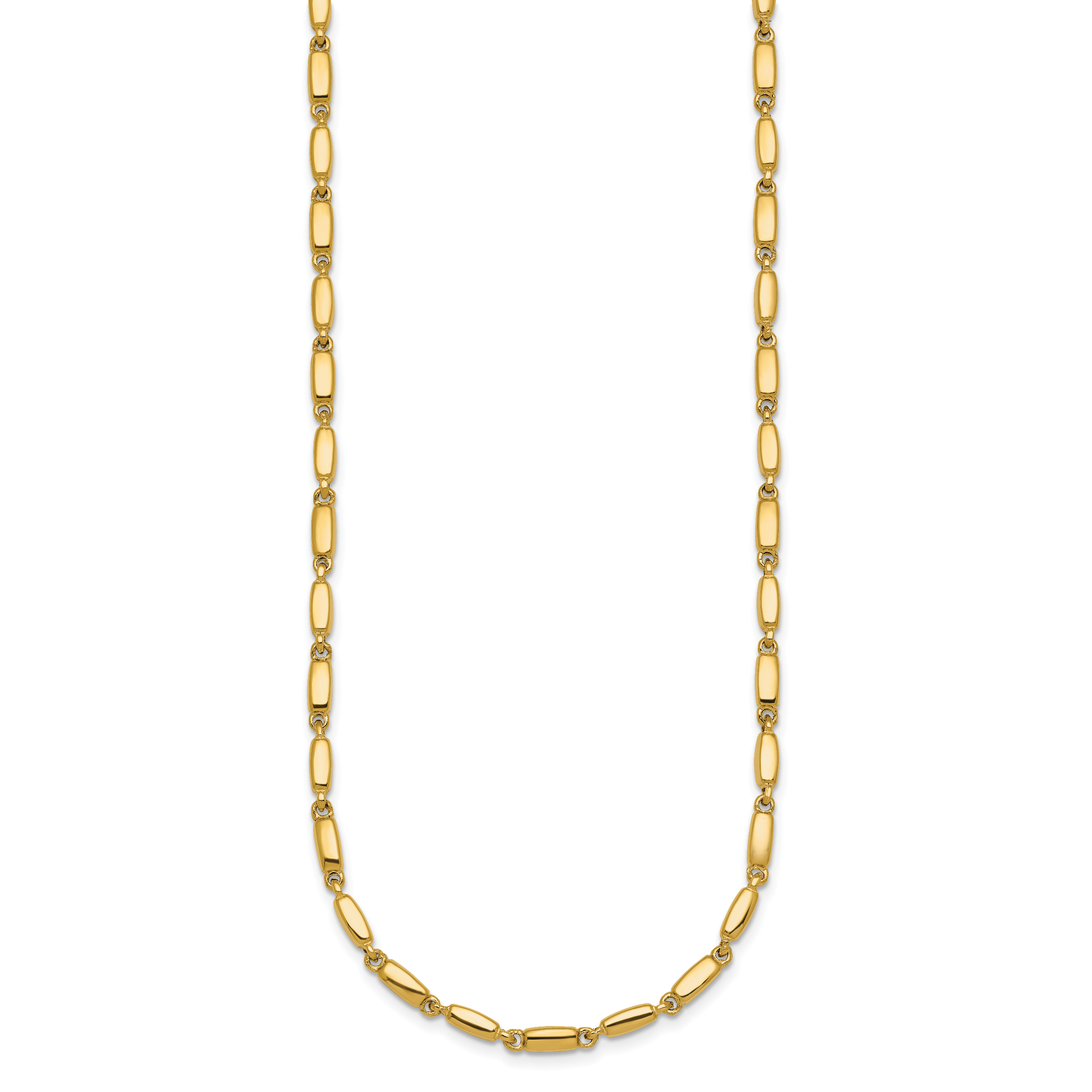 14k Polished 3mm Fancy Bar Link 18 inch Necklace