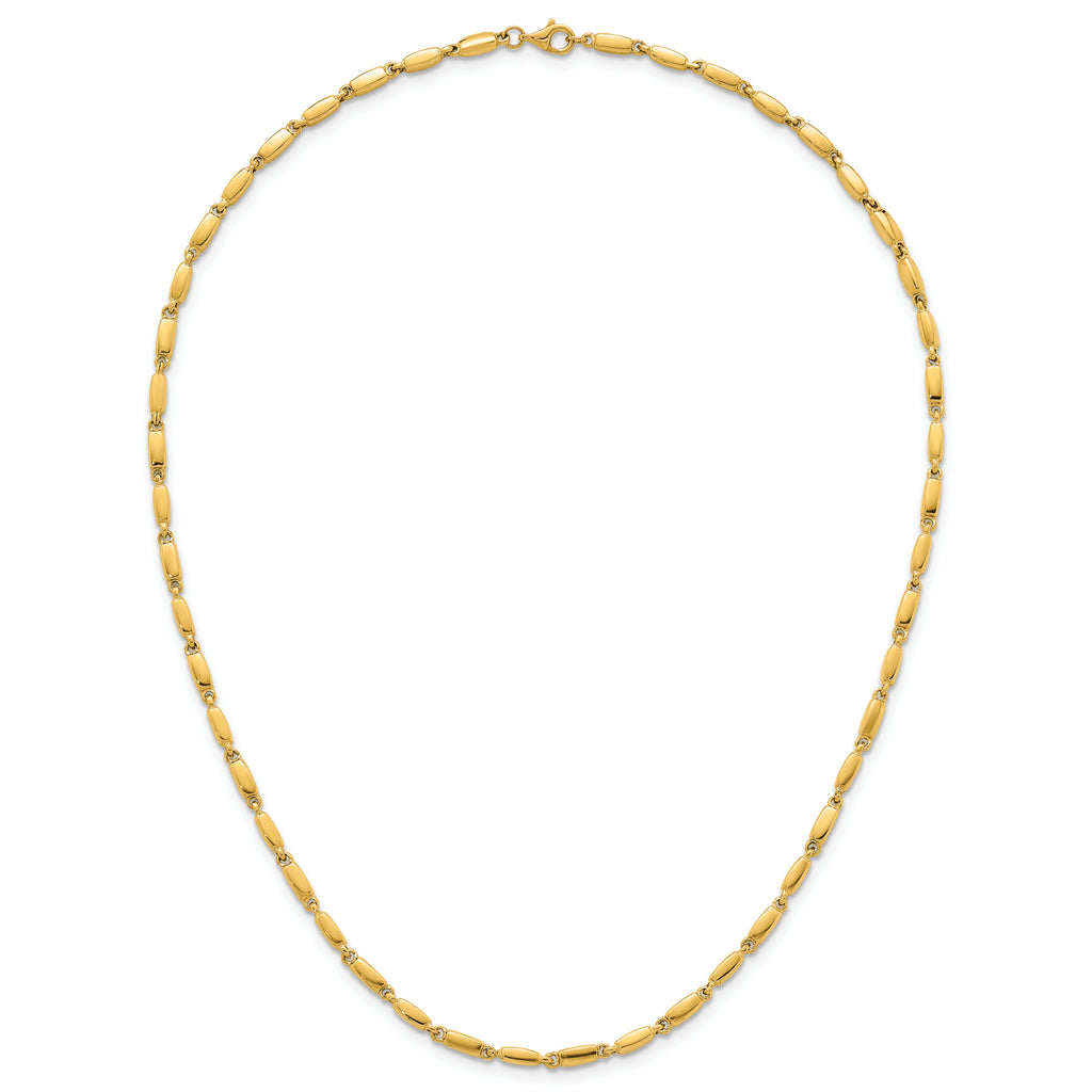 14k Polished 3mm Fancy Bar Link 18 inch Necklace