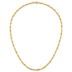 14k Polished 3mm Fancy Bar Link 18 inch Necklace