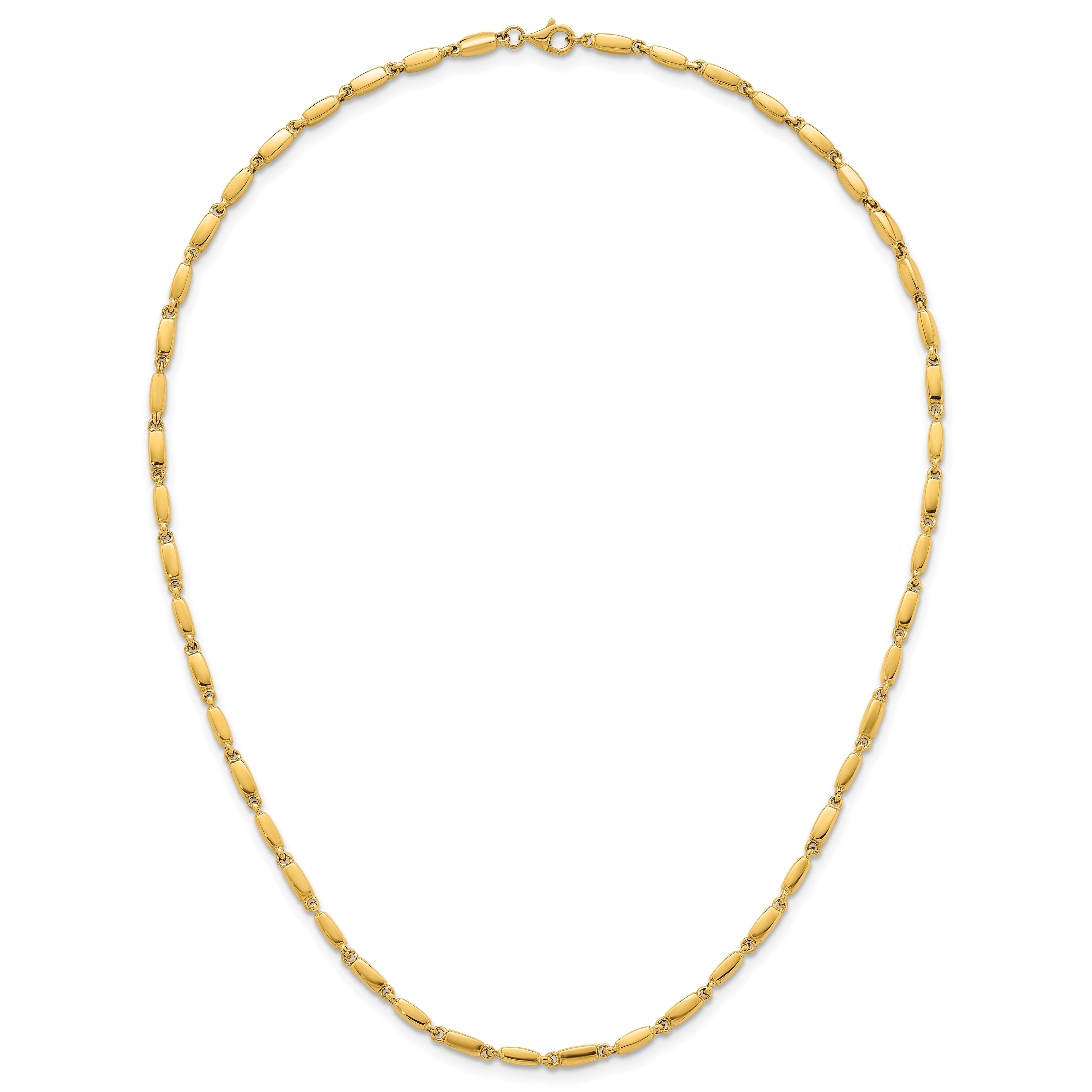 14k Polished 3mm Fancy Bar Link 18 inch Necklace