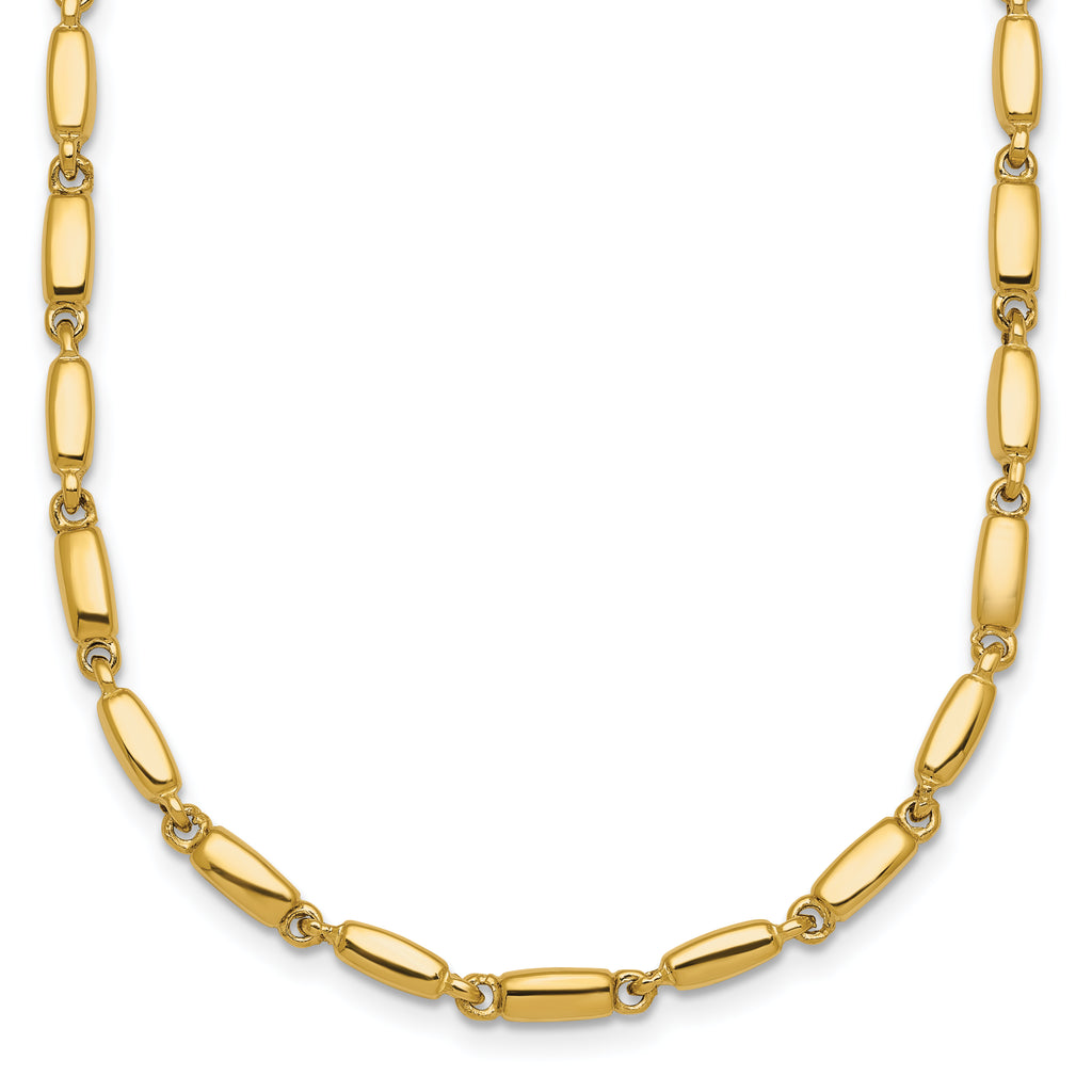 14k Polished 3mm Fancy Bar Link 18 inch Necklace