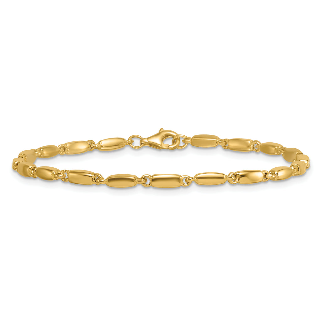 14k Polished 3mm Fancy Bar Link 7.5 inch Bracelet