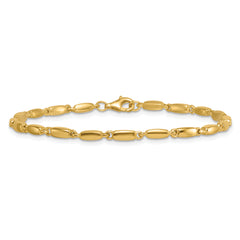 14k Polished 3mm Fancy Bar Link 7.5 inch Bracelet