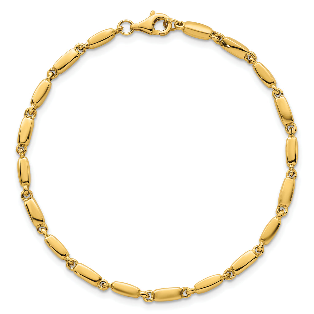 14k Polished 3mm Fancy Bar Link 7.5 inch Bracelet