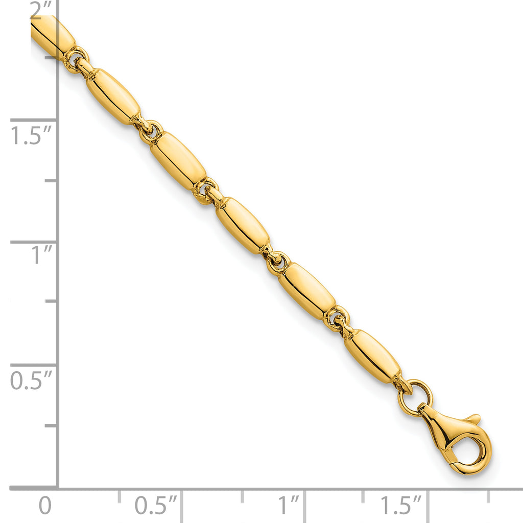 14k Polished 3mm Fancy Bar Link 7.5 inch Bracelet
