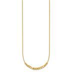 14K Polished Diamond-cut and Square Beaded 16 Inch Necklace Plus 2 Inch Extender