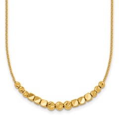 14K Polished Diamond-cut and Square Beaded 16 Inch Necklace Plus 2 Inch Extender