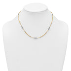 14k Two-Tone Woven Bars and Diamond-cut Beads 16.75 inch Necklace