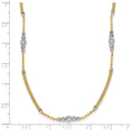 14k Two-Tone Woven Bars and Diamond-cut Beads 16.75 inch Necklace