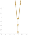 14K Polished Diamond-cut and Beaded 16 Inch Lariat Necklace Plus 2 Inch Extender