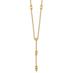 14K Polished Diamond-cut and Beaded 16 Inch Lariat Necklace Plus 2 Inch Extender